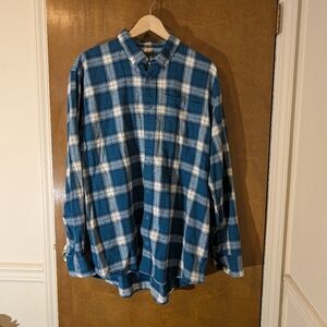 Cabela's Blue Plaid Flannel Long Sleeve Button Down Shirt